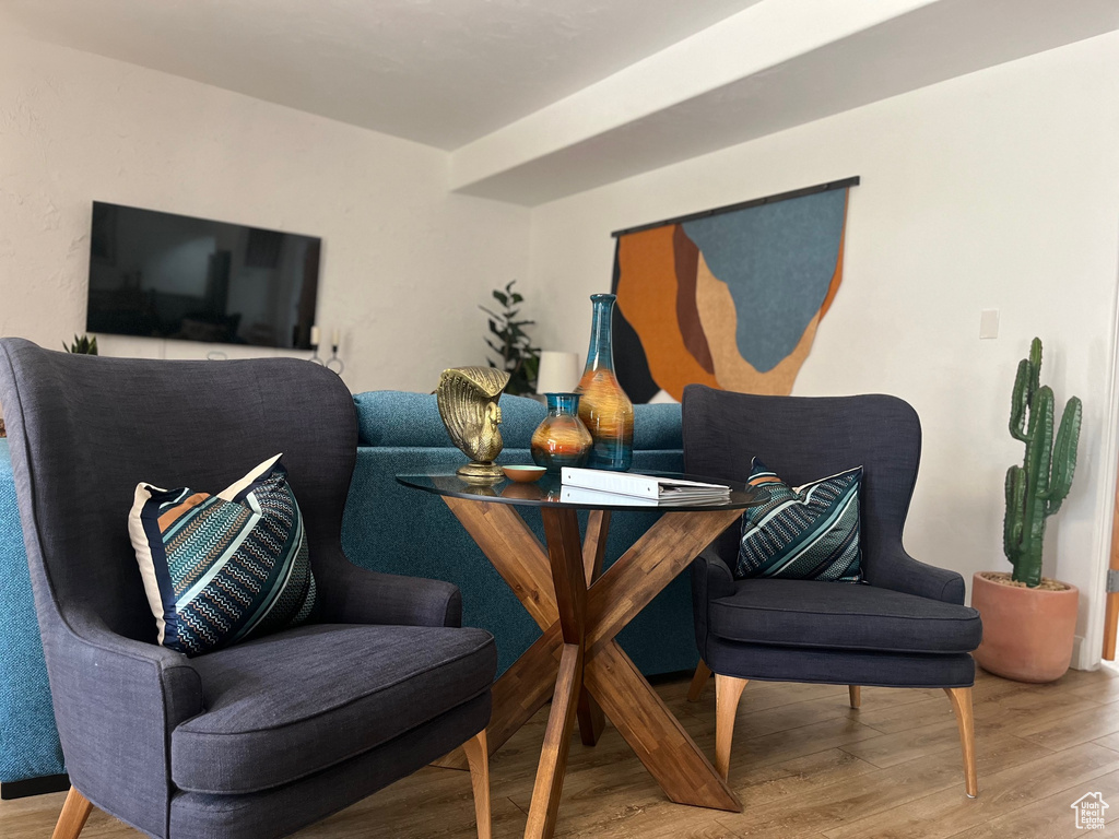 Living room with wood finished floors