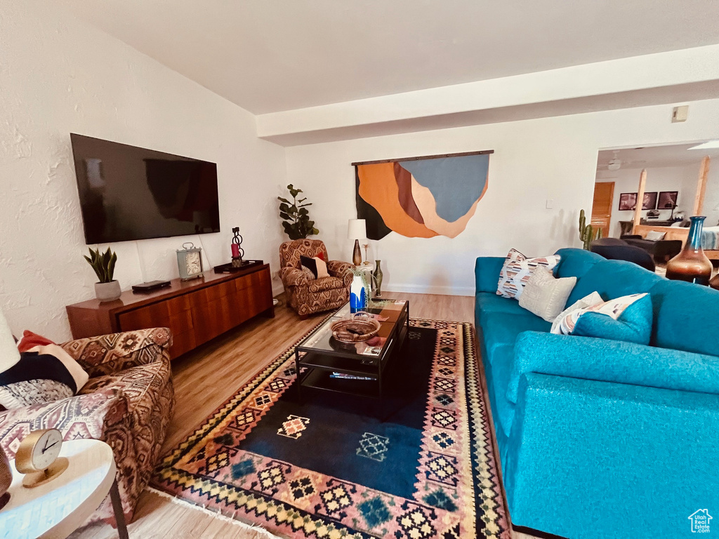 Living room with wood finished floors