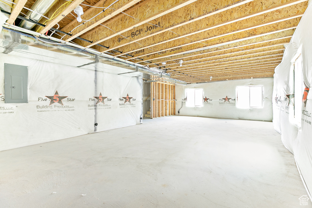 Below grade area with electric panel