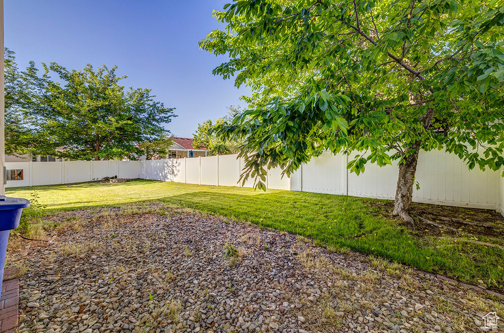 View of fenced backyard