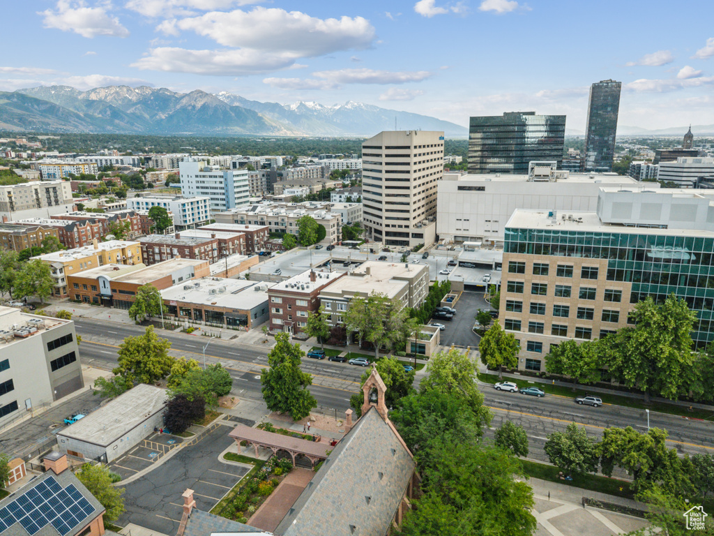 View of city with mountains