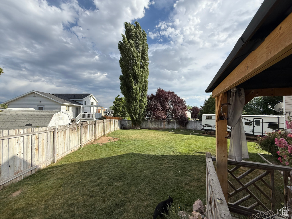 View of fenced backyard