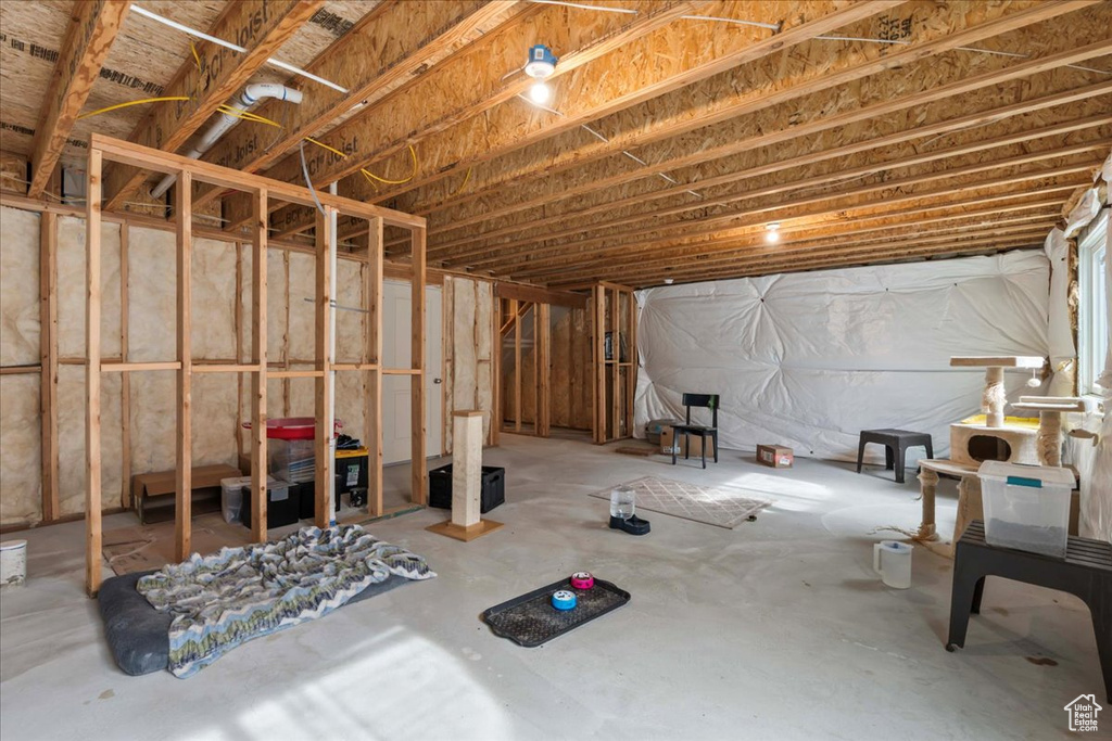 View of unfinished basement