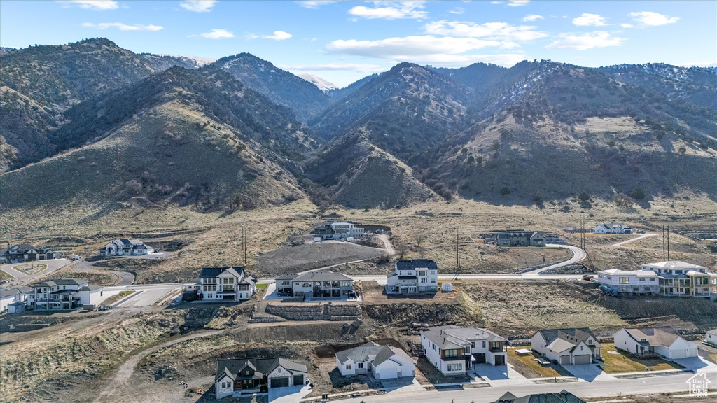 View of mountain background with nearby suburban area