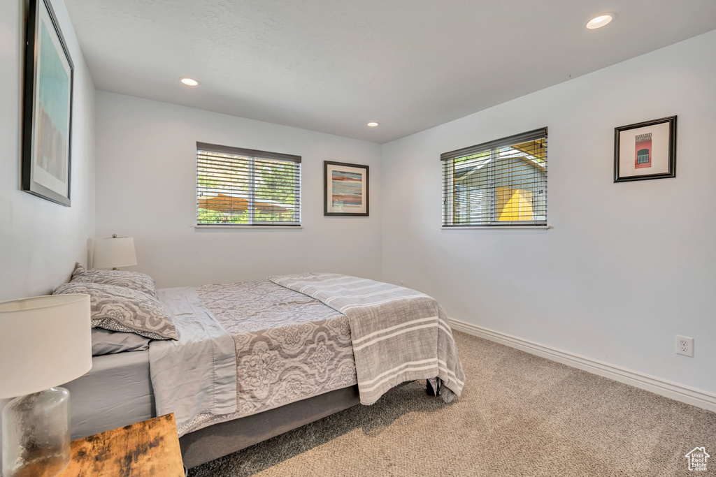 Bedroom featuring carpet floors and recessed lighting