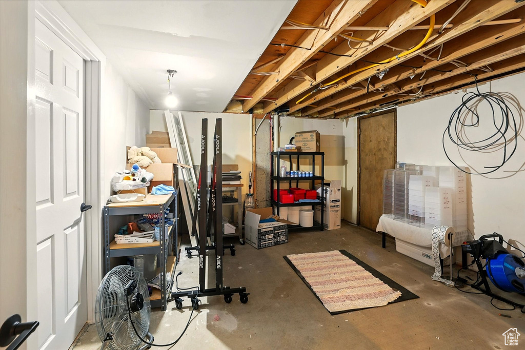 View of unfinished basement