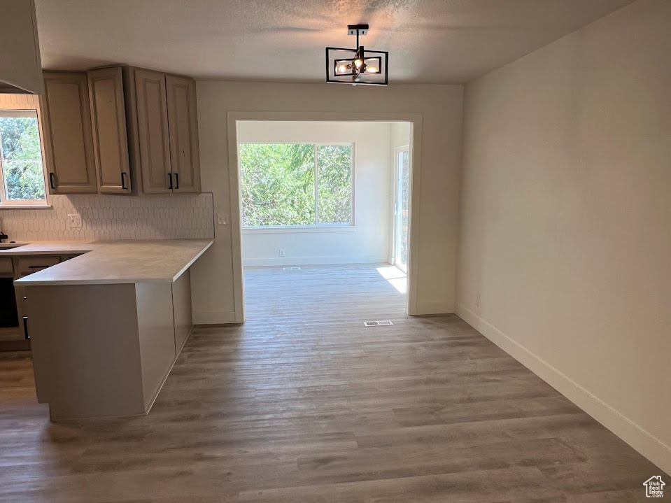 Corridor featuring healthy amount of natural light and light wood finished floors