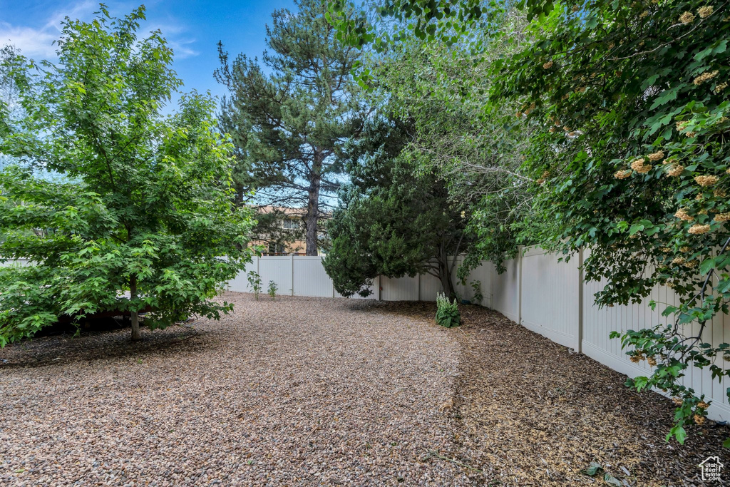 View of fenced backyard