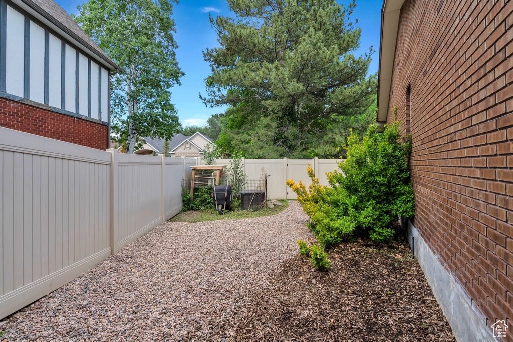 View of fenced backyard