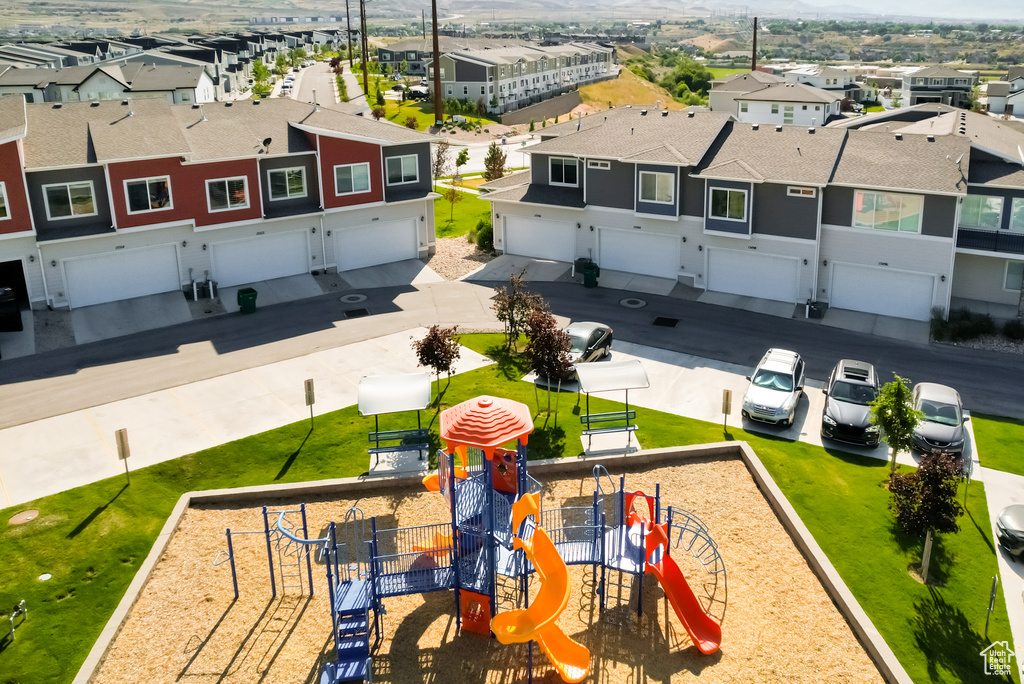 Aerial view of residential area