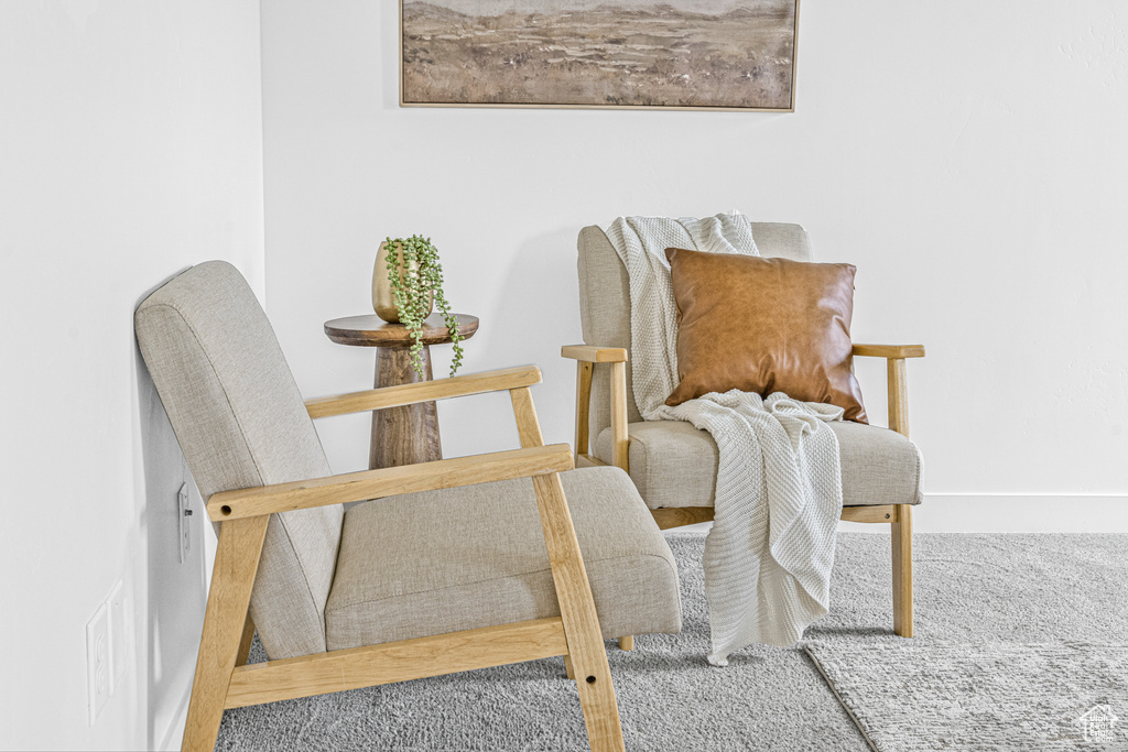 Sitting room featuring carpet