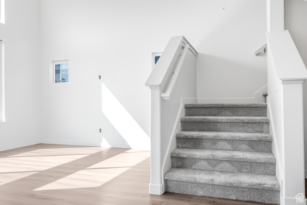 Stairs with wood finished floors