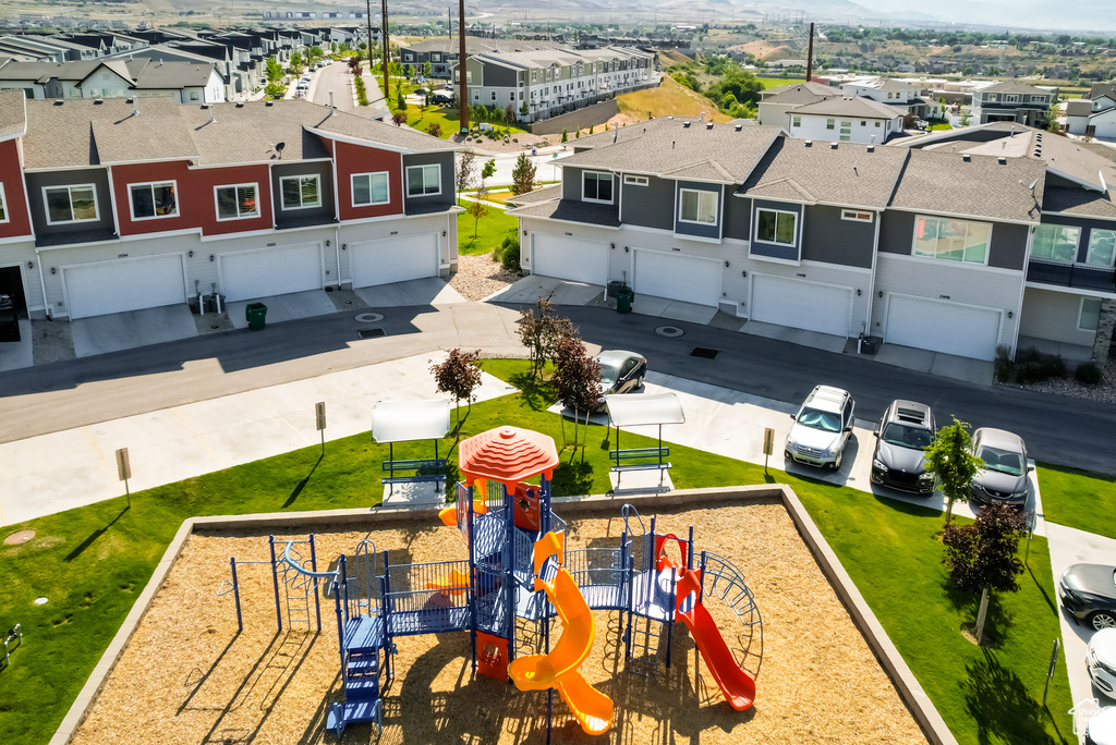 Aerial view of residential area