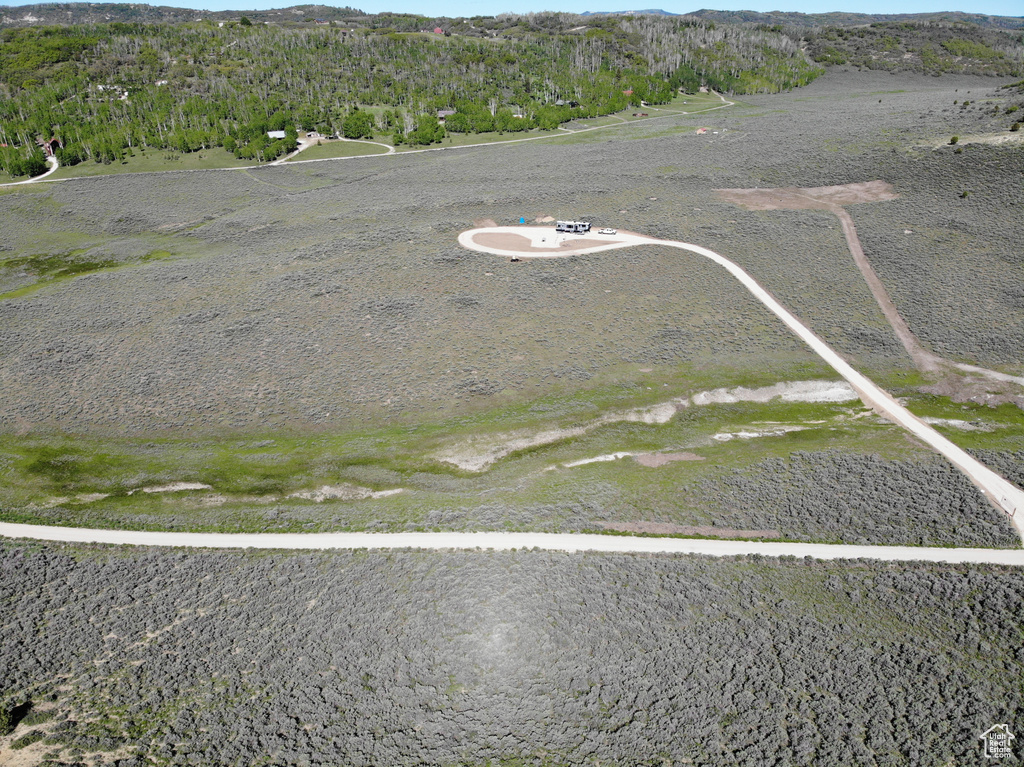 Aerial view of a mountain backdrop