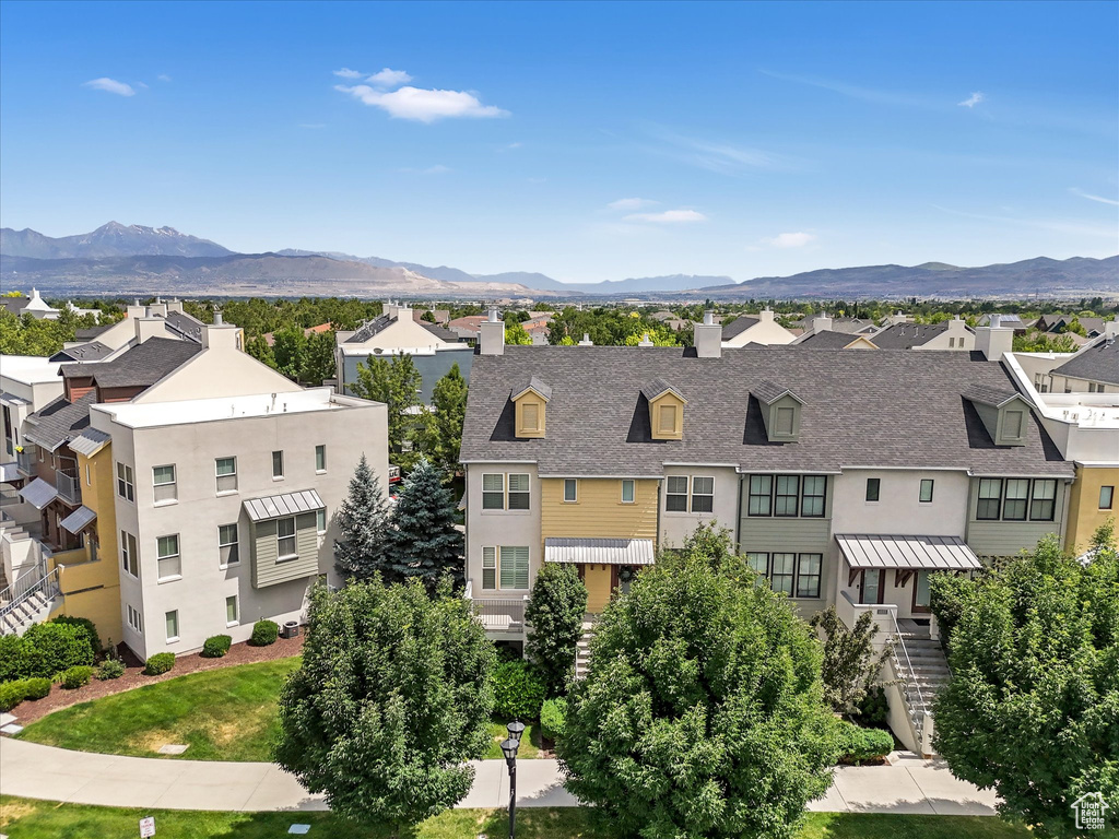 View of mountain background with nearby suburban area