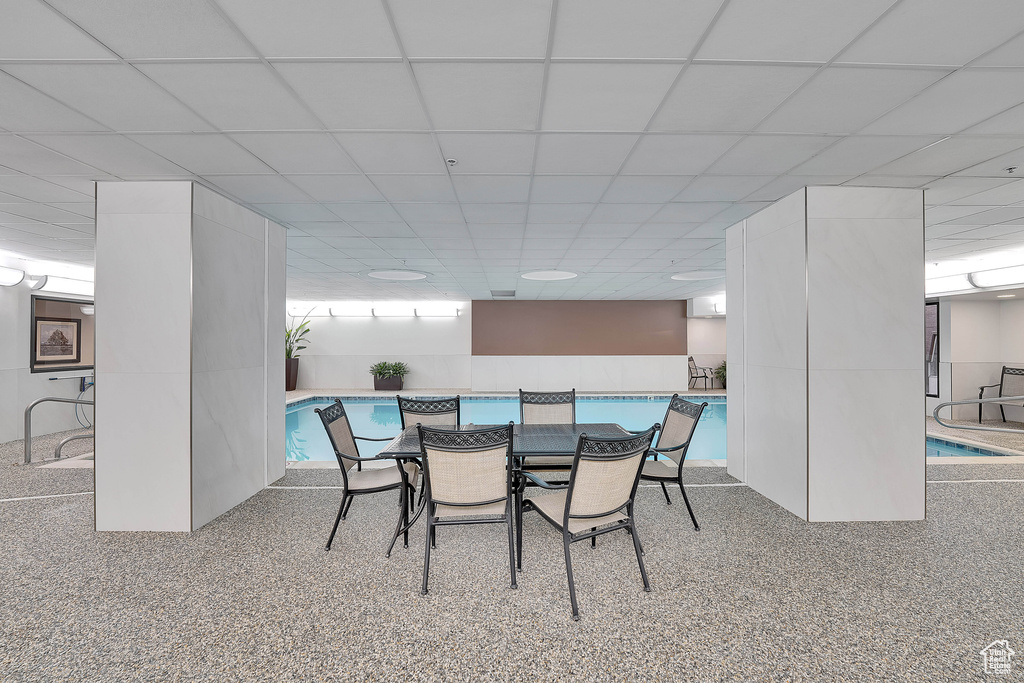 Dining room with a paneled ceiling