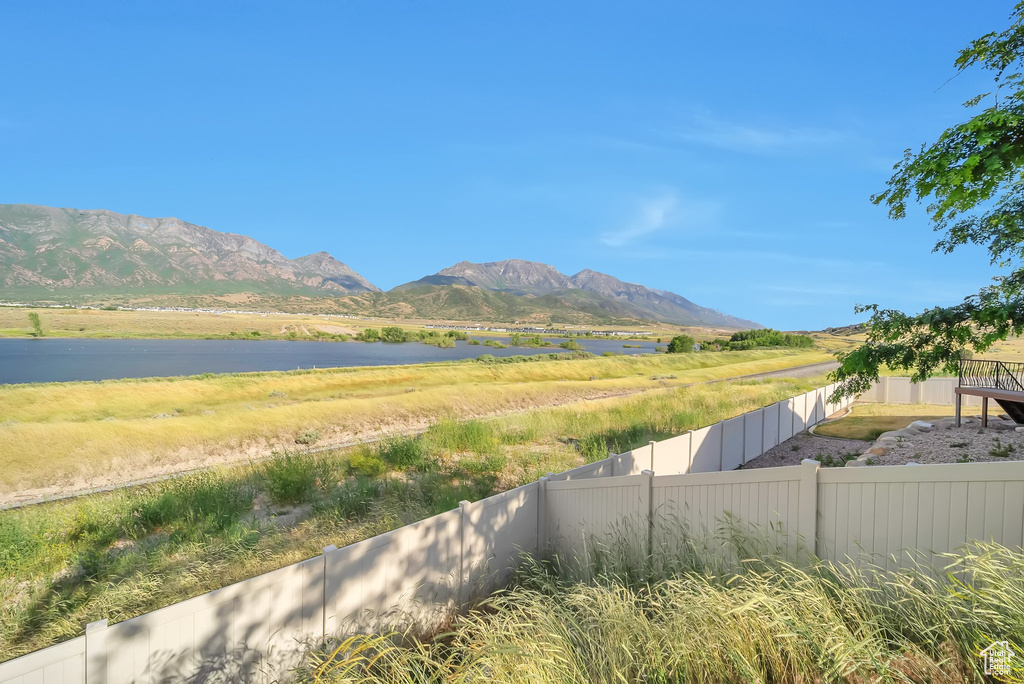Mountain view with a large body of water