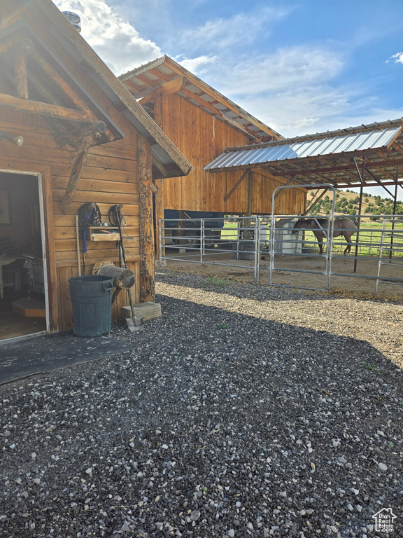 View of horse barn