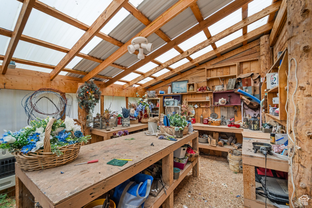 Misc room with a workshop area