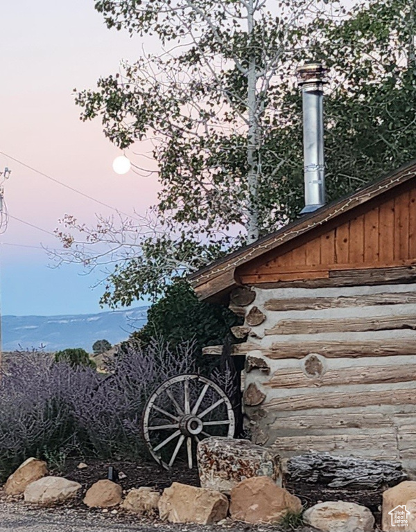 Exterior view of log siding