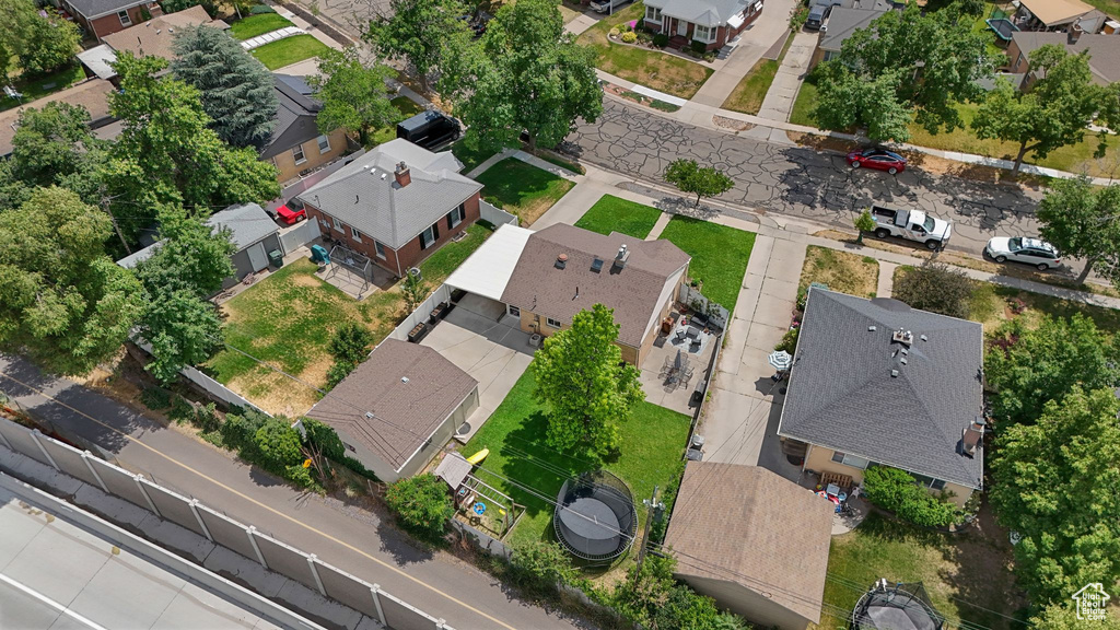 Aerial perspective of suburban area