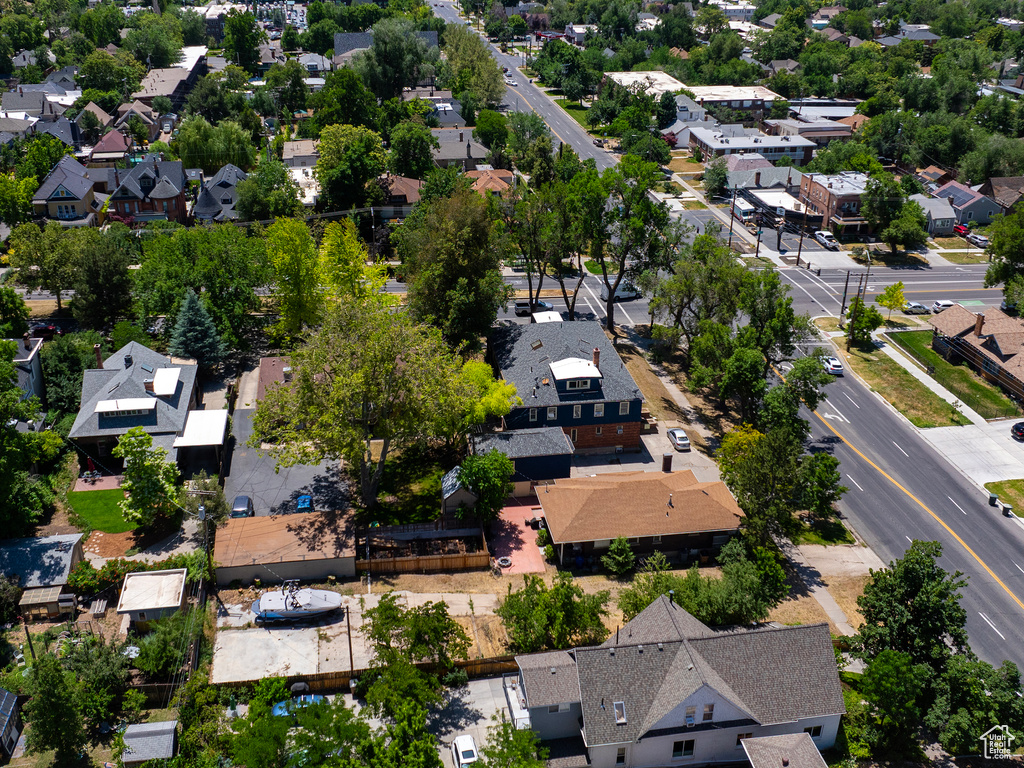 Aerial overview of property\'s location with nearby suburban area