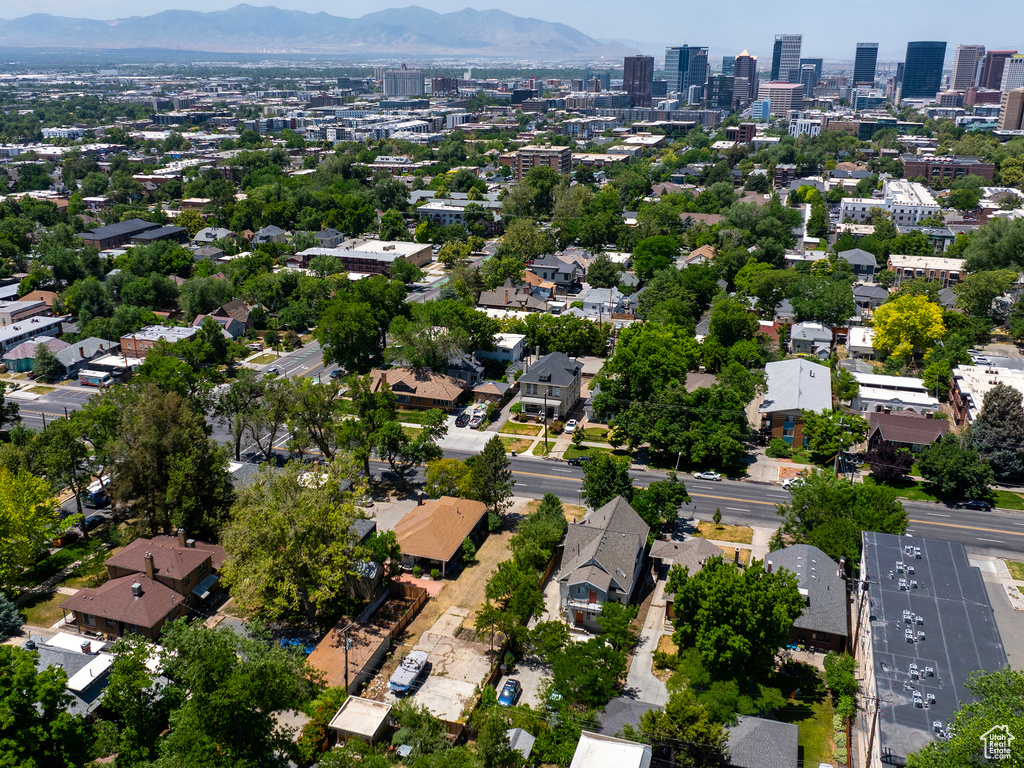 Aerial overview of property\'s location with mountains