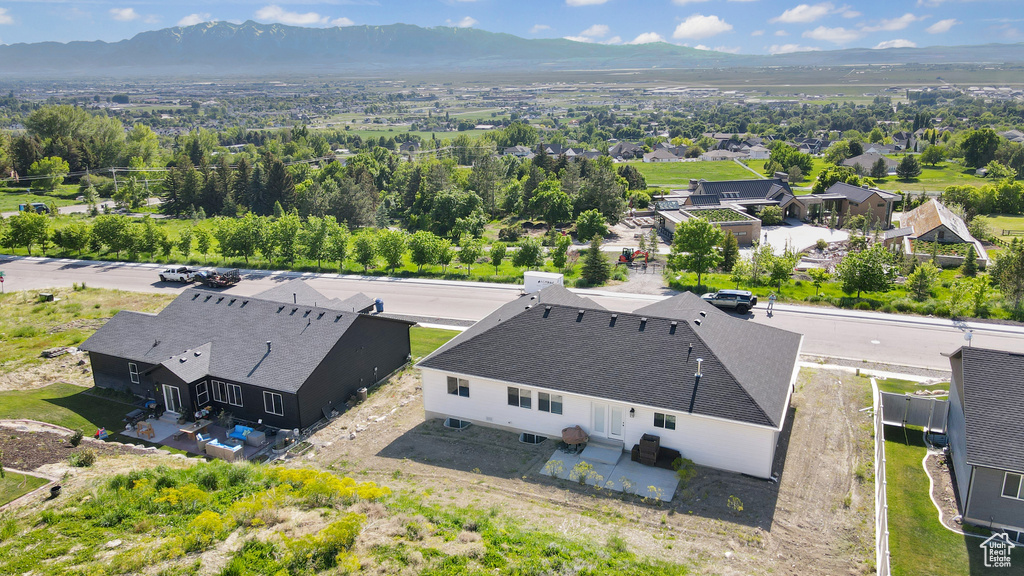 View from above of property with mountains