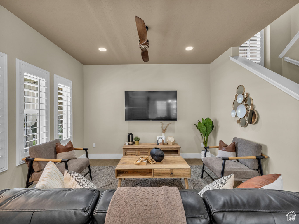 Living area with recessed lighting