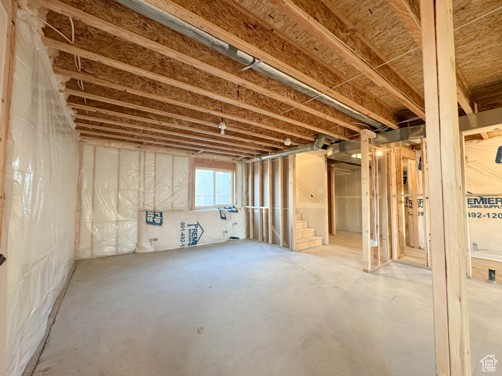 Below grade area featuring stairs