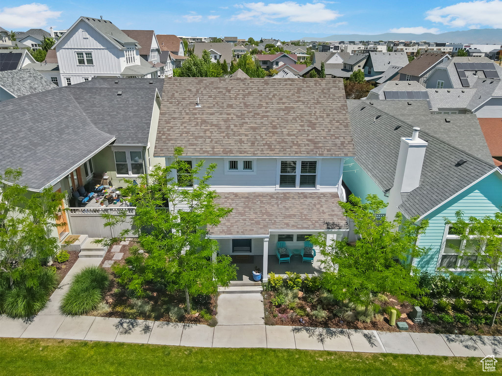 Aerial perspective of suburban area