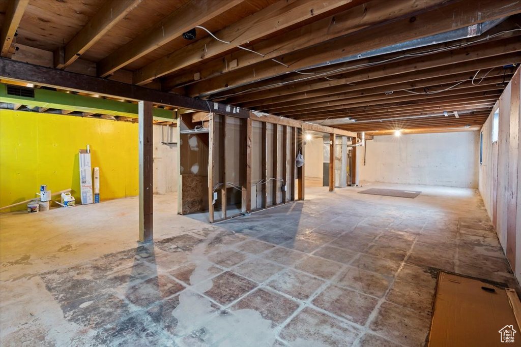 View of unfinished basement