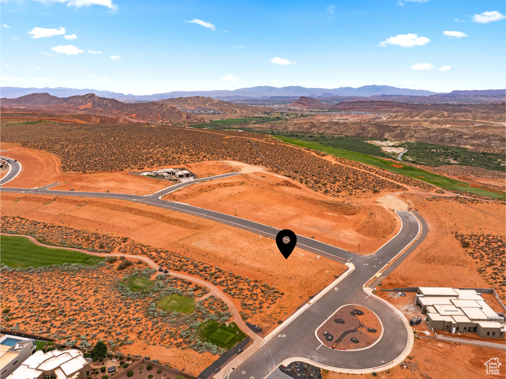 Aerial view of a mountain backdrop