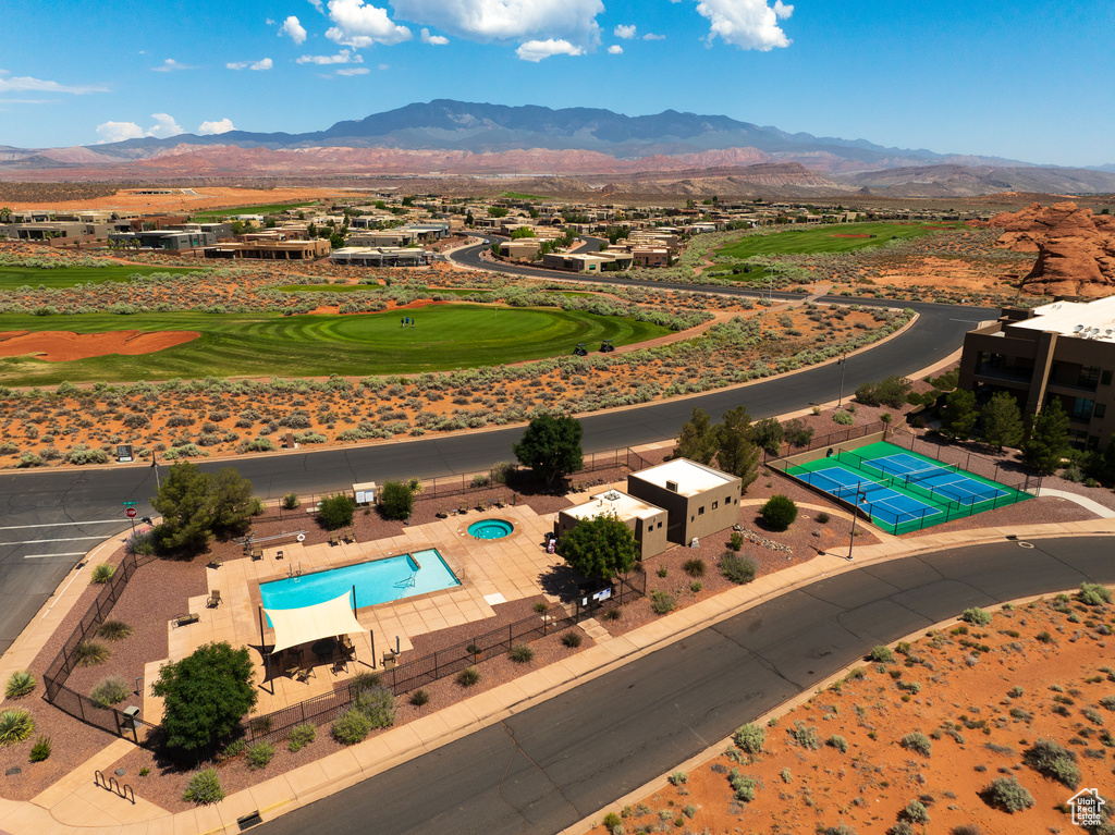 Bird's eye view of a mountain backdrop