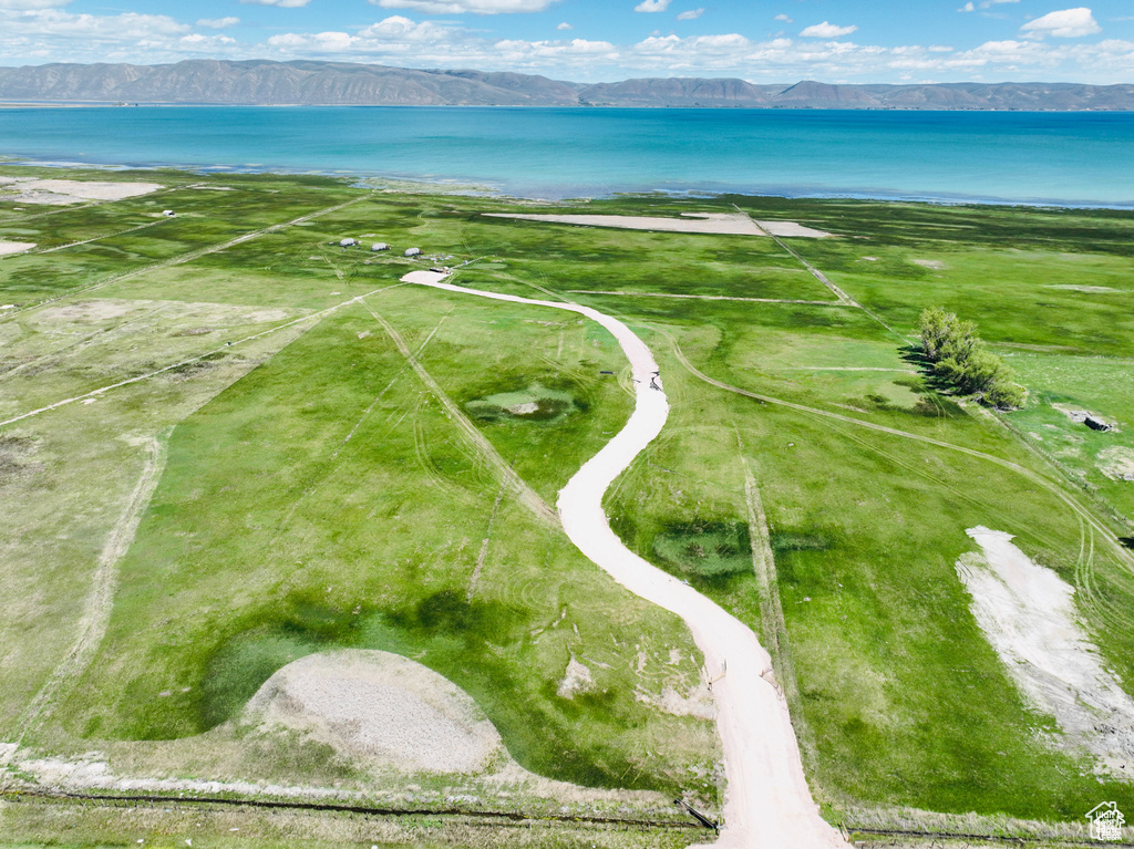 Drone / aerial view of a water and mountain view