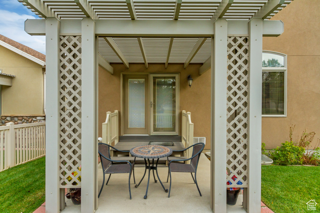 View of patio / terrace with a pergola