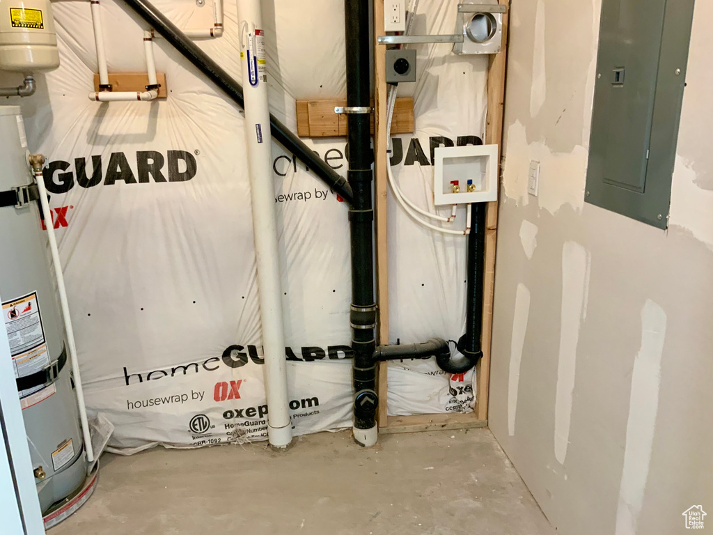 Utilities with electric panel and water heater