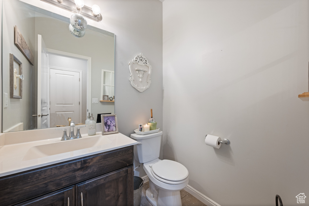 Bathroom with vanity and tile patterned floors