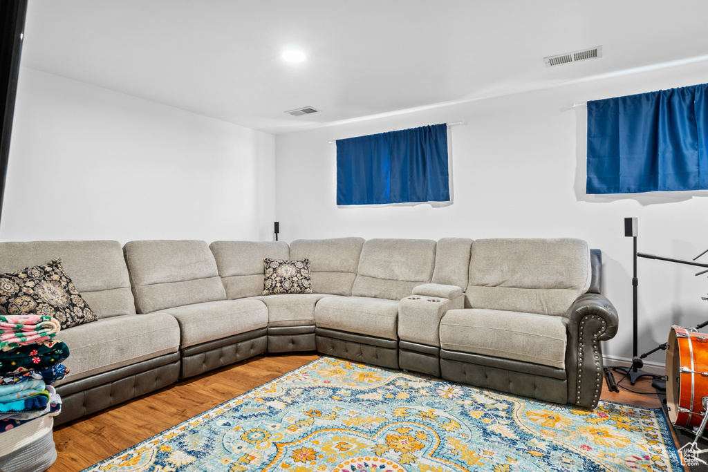 Living area featuring wood finished floors