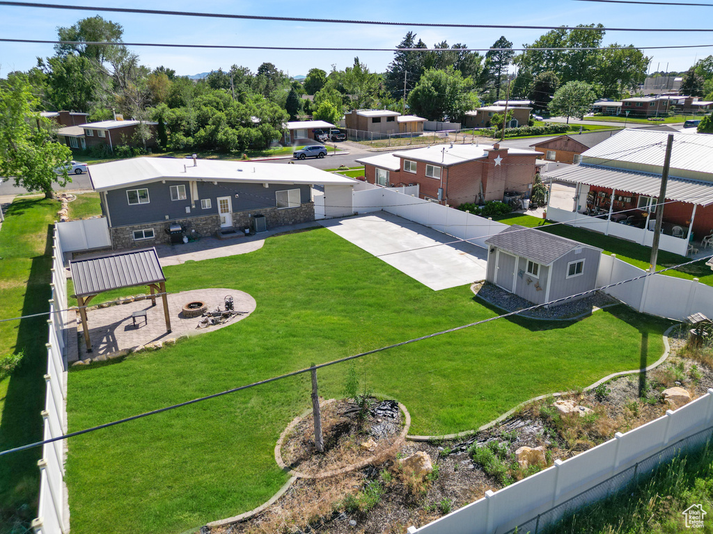 Aerial perspective of suburban area