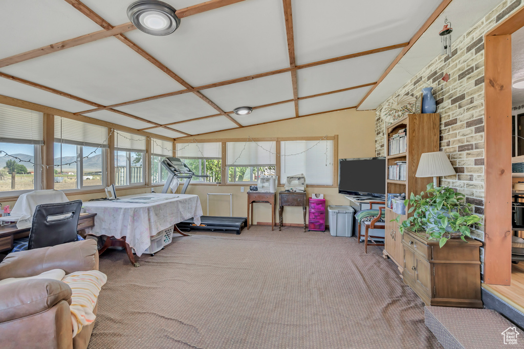 Sunroom with lofted ceiling