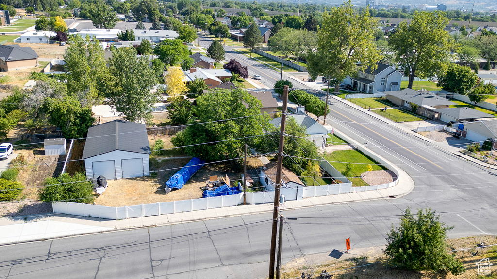 Aerial perspective of suburban area