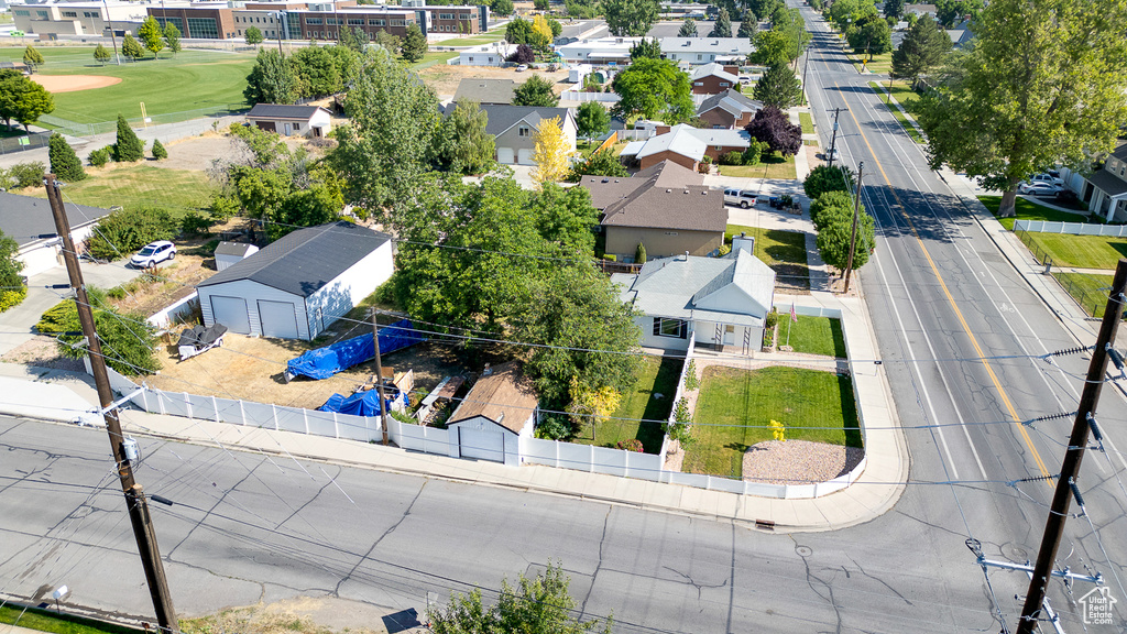 Aerial perspective of suburban area