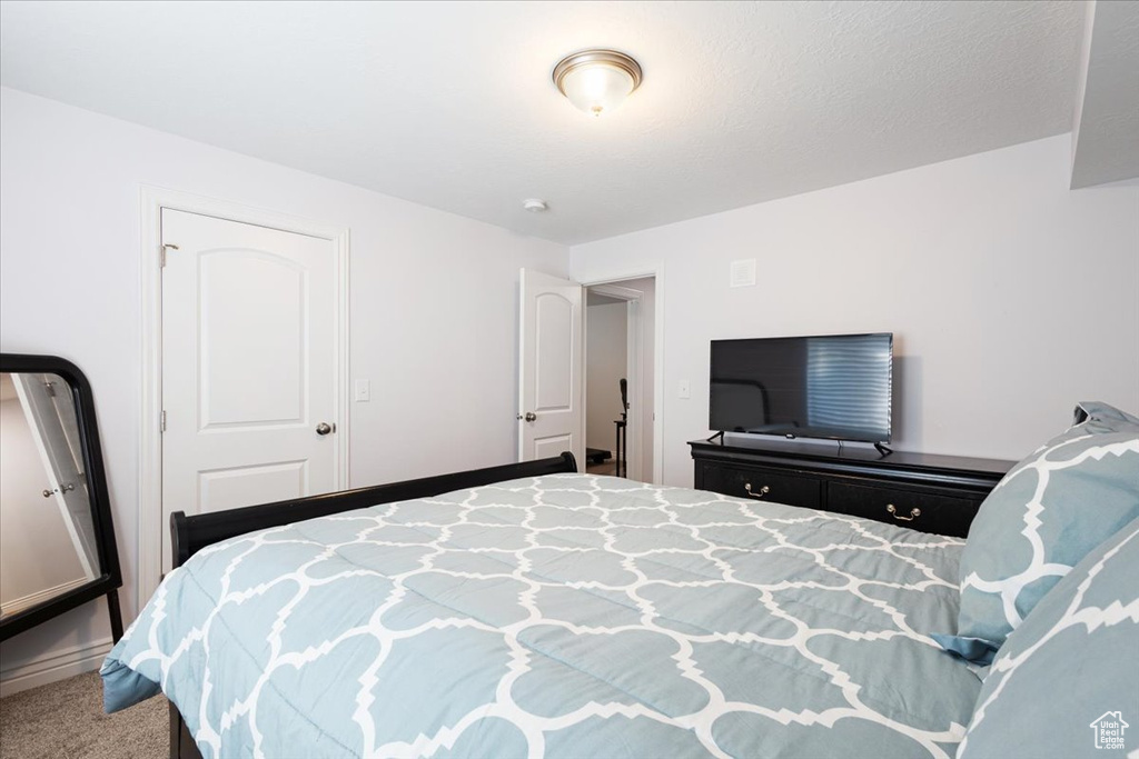 Bedroom featuring carpet