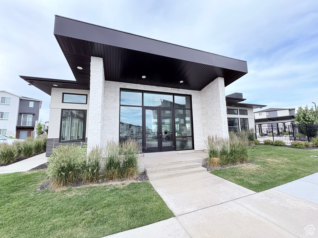 Entrance to property with french doors