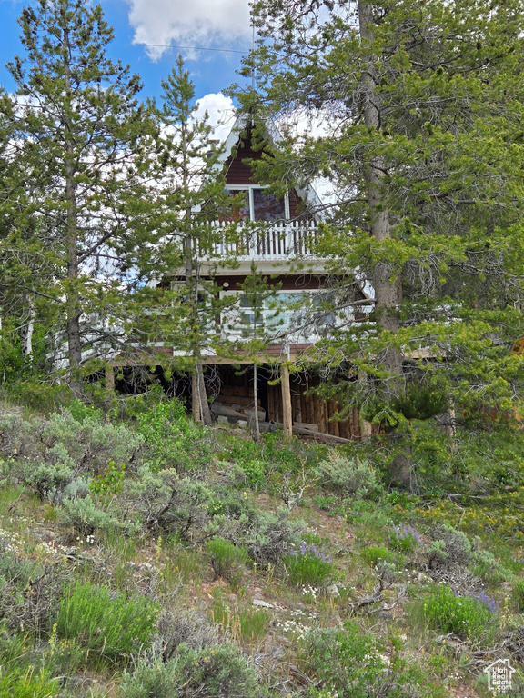 Rear view of house with a wooden deck