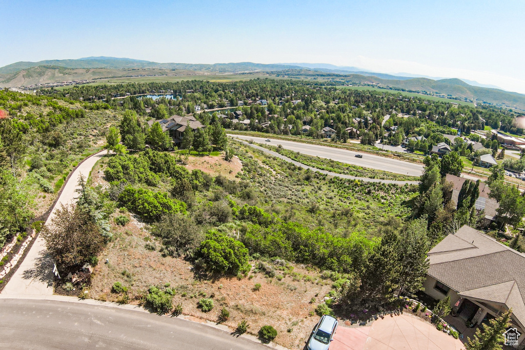 Drone / aerial view of a mountain backdrop