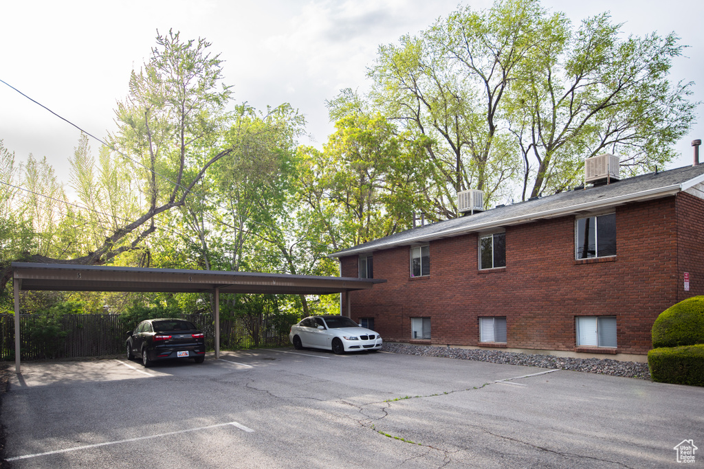 View of covered parking lot
