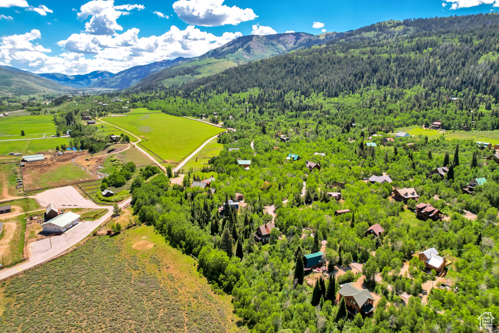 Bird\'s eye view of a mountain backdrop