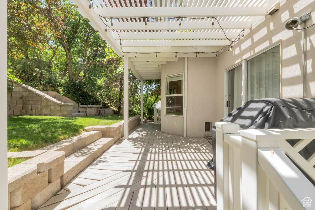 View of patio with a pergola
